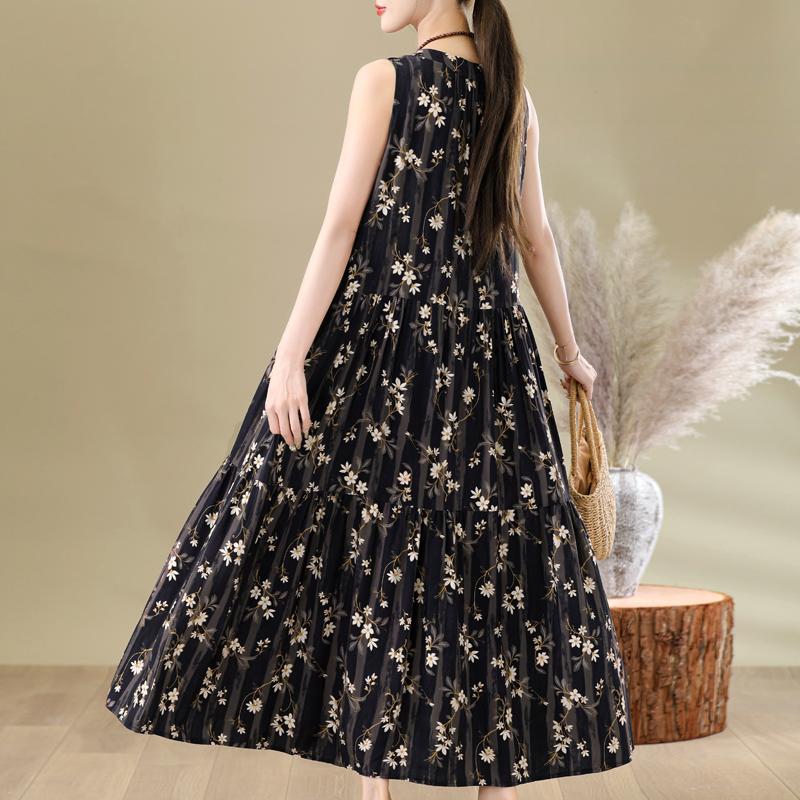 Elegant Woman Summer Dress Casual Loose Plus Size Sleeveless Long Dresses Female Clothing