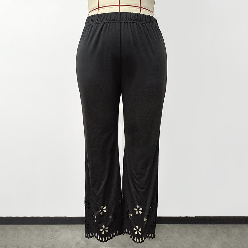 Spring and Autumn Women's Pants Hollow Straight High Waist Solid Color Casual Pants Large Size Women's Clothing
