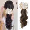Scrunchie Satin Hair Bands Ponytail White Blue Pony Tail Hairpiece  for Women