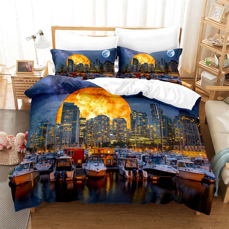 City Night Scene Bedding Set Duvet Cover Set 3d Bedding Digital Printing Bed Linen King Queen Size Bedding Set Fashion Design