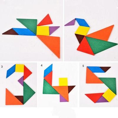 Children Mental Development Tangram Wooden Jigsaw Puzzle Educational Toys for Kids Baby Toys Wood Gifts