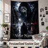Custom Tapestry Wall Hanging, Scream Ghostface Personalized Name Text Home Wall Decor