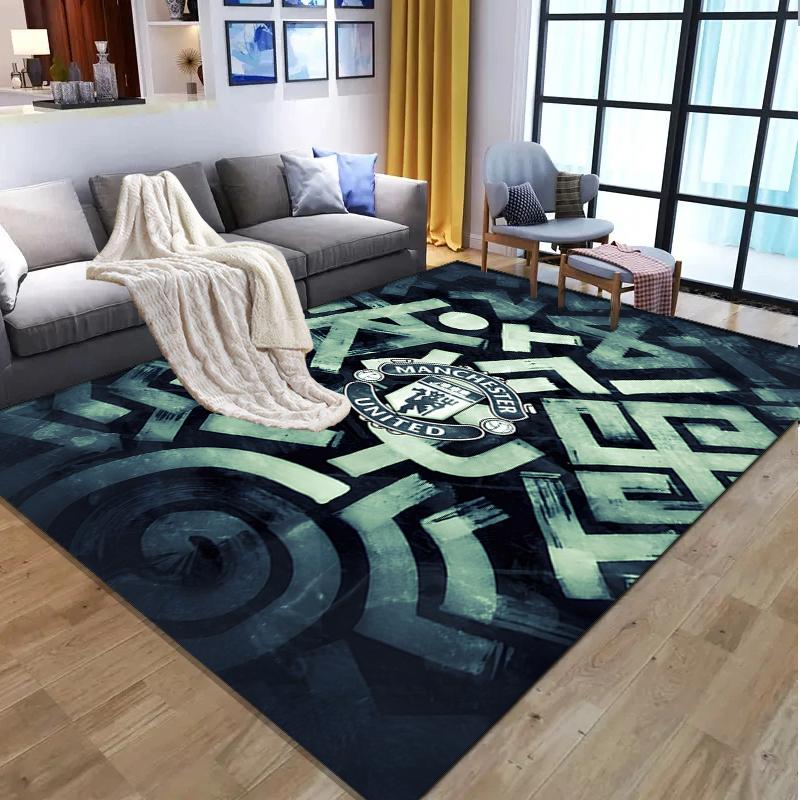 Manchester Football Pattern Rug, Indoor/Outdoor Mat, for Picnic, Gameroom, Bedroom, Office, Living Room, Home Decor Carpet, Birthday Gift