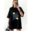 Oversized Šaty Tričko Černé Ciao Lemon Květinový Potisk Ležérní Letní Oblečení
