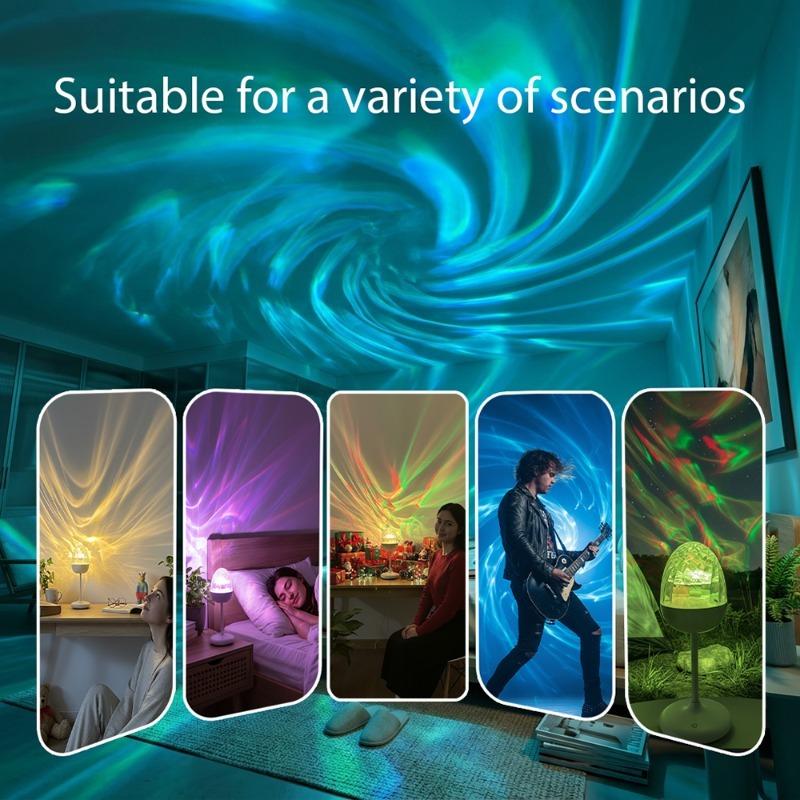 Aurora Projection Lights LED Remote Control Night Light Water Ripple Projection Lamp Bedoom Home Decoration Colorful Table Lamps