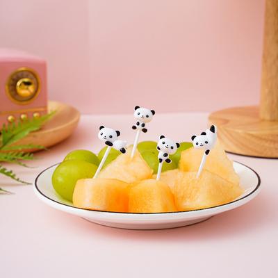 Juego de 8 tenedores de fruta con forma de panda, minitenedor de plástico para decoración de bento, tenedor de fruta con forma de animal de dibujos animados para niños