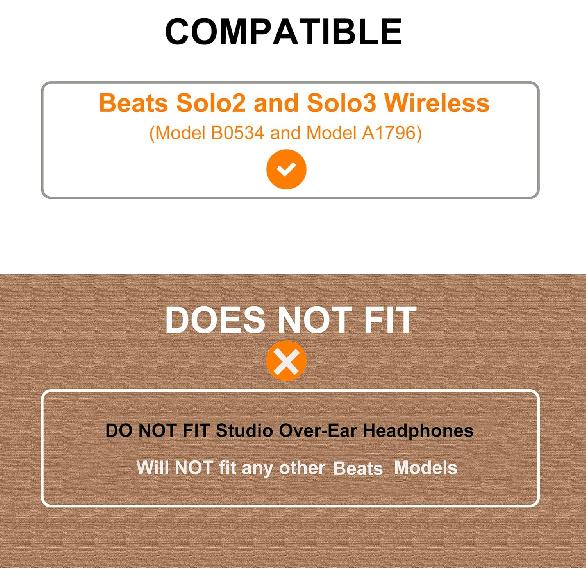 Solo3 Solo2 Earpads Replacement Ear Cushion Ear Pads for Solo 3.0 Wireless, Solo 2.0 Wireless On-Ear Headphone,3M Stronger Adhesive, Softer Leather,