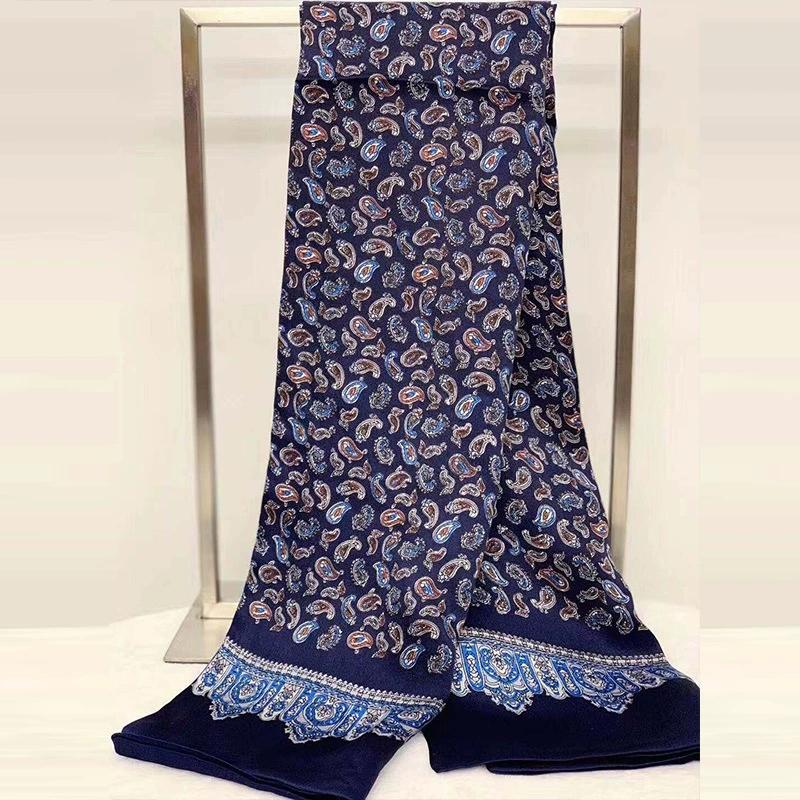 Luksusmerke Herre Ren Silkeskjerf Forretningsmenn Lange Skjerf Alt-Match 100% Silke Myke Varme Vinterskjerf for Menn