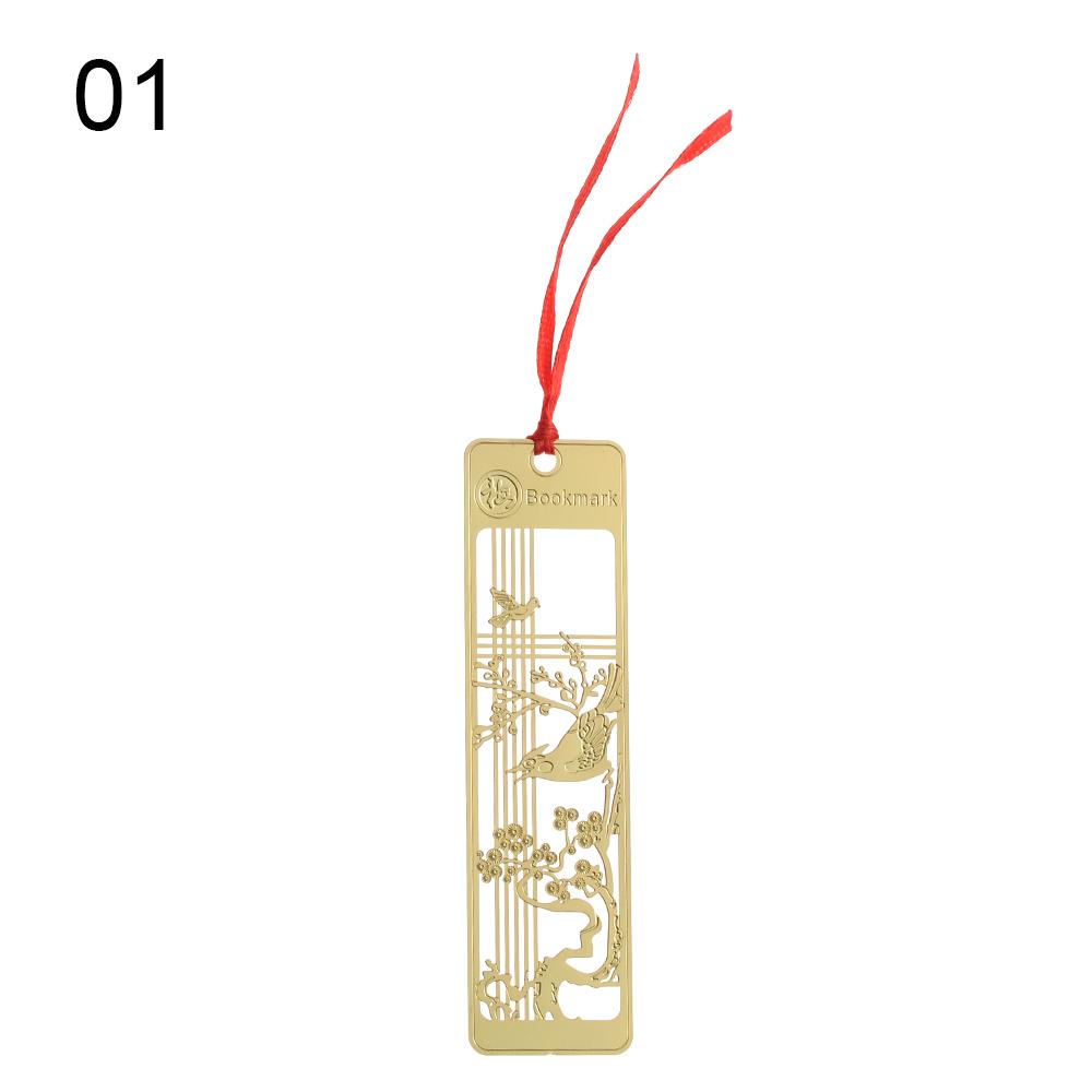 Metal Hollow Bookmarks Chinese Style Red Knot Creative Book Clip Stainless Steel Pagination Mark Calligraphy Painting Kids Gift