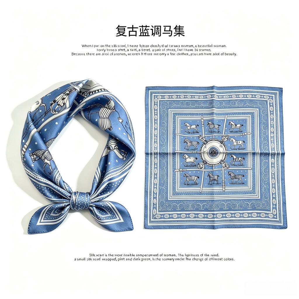 [111 Mulberry Silk] Spring and Autumn Versatile Colorful Scarf Small Scarf Silk Scarf 11cm Small Square Scarf Women