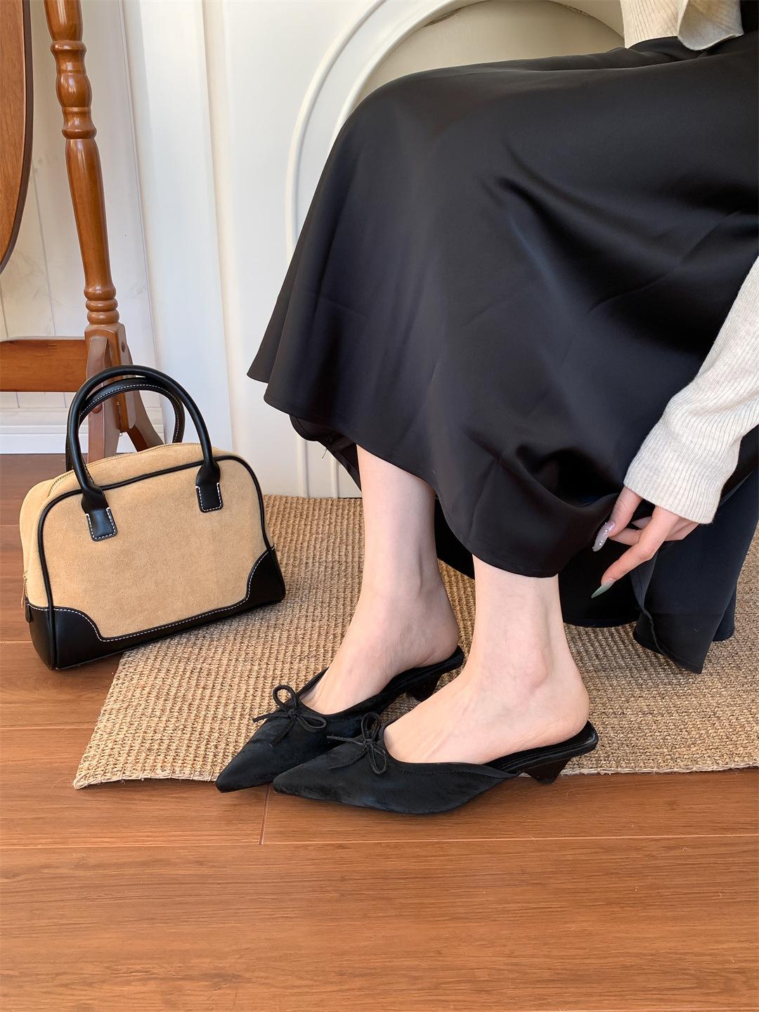 

Grape mother French half-drag single shoes for women s 2025 spring new models, empty one-pedal Mueller high heels for women s outer wear 35