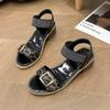 Fashion Leopard Print Chunky Heel Open Toe Sandalias De Mujer Metal Buckle Comfort Non-Slip Casual Big Size Women Shoes 35-43 High Heels