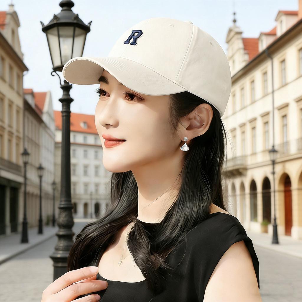 Ethnic Style Baseball Cap With Embroidered Letters Sun Protection For Women