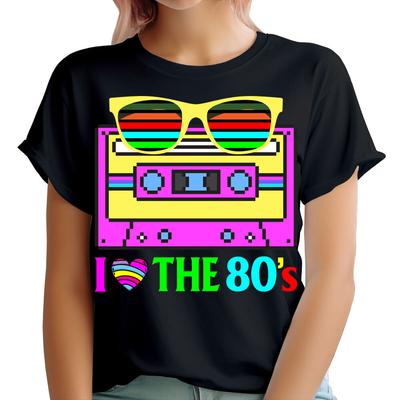 Ich liebe die 80er Kostümkugel Junggesellinnenabschied Neon Festival Damen T-Shirts4#TA-193