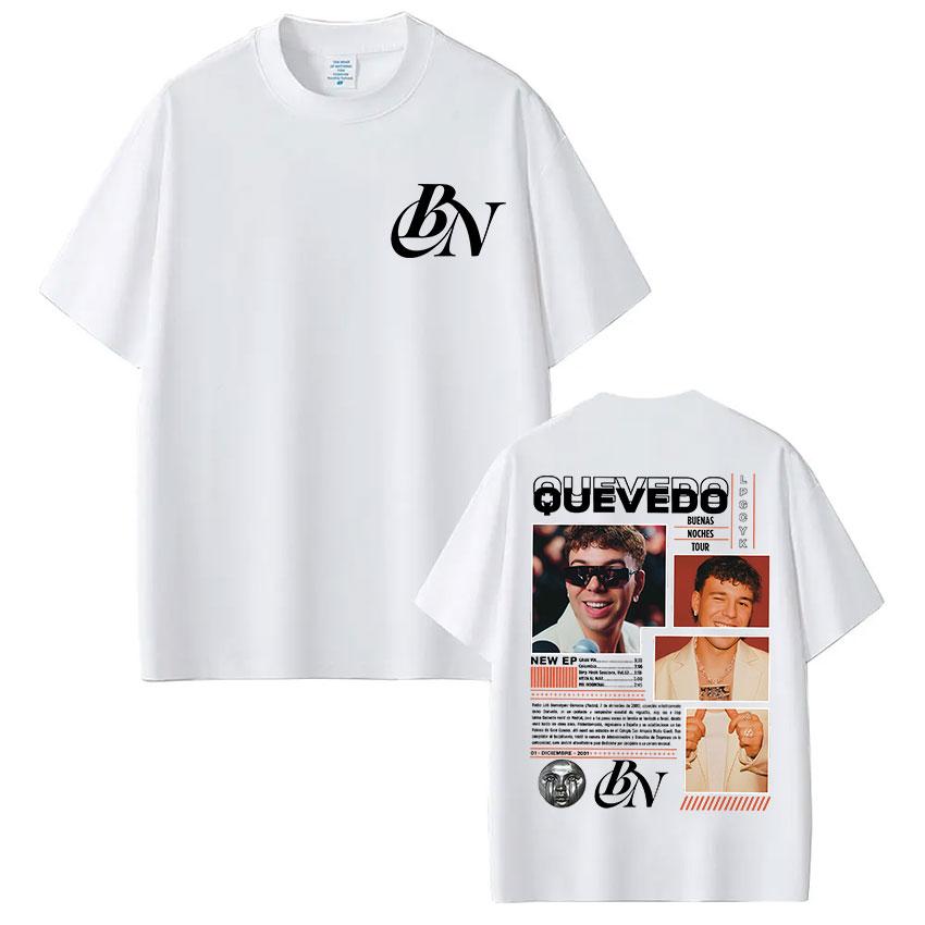 Rapper Quevedo Buenas Noches Tour 2025 T-Shirt Unisex Women Retro O-Neck Oversized Cotton T Shirt Hip Hop Fans Gift Clothing Tshirt