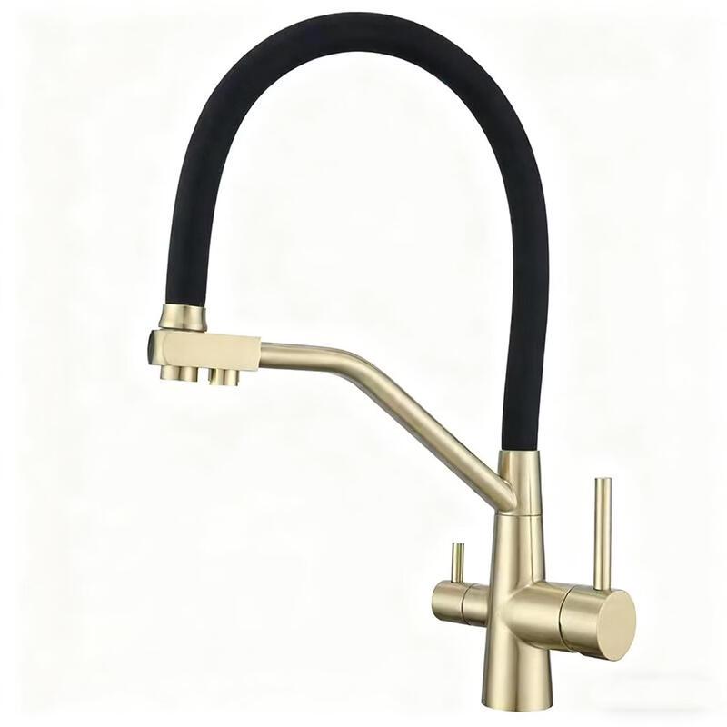 TLXT Dual Handle Flexible Spout Kitchen Faucet