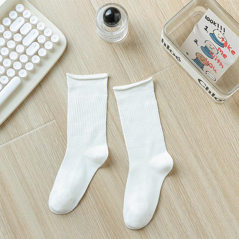 5 Pairs of Medium Length Pure Cotton Socks That Are Versatile for Women In Autumn and Winter