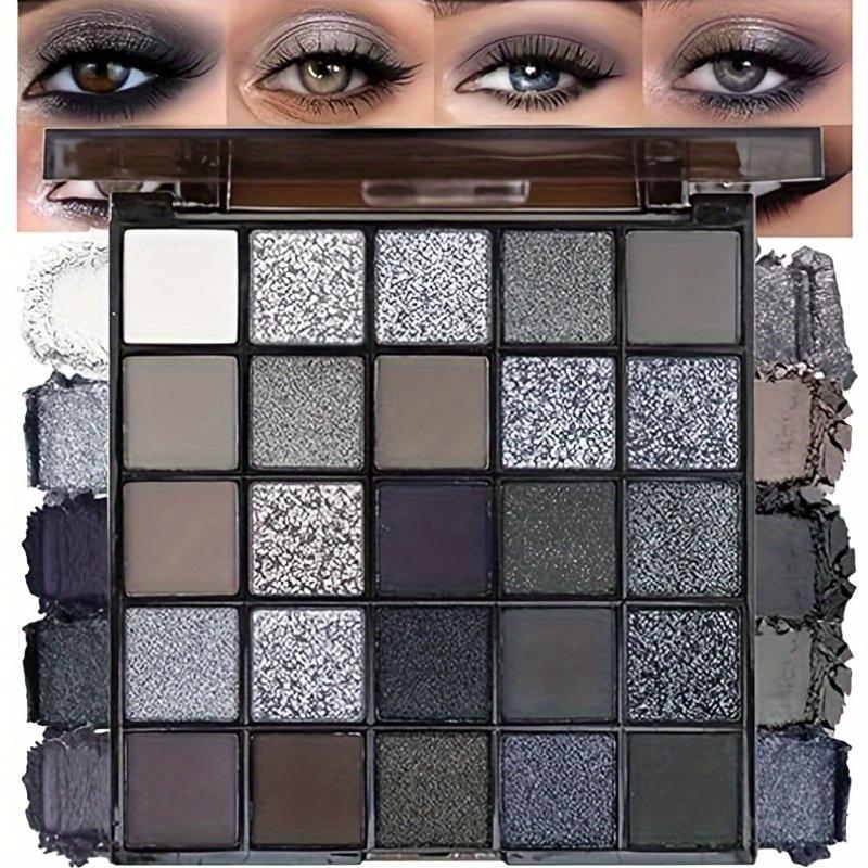 25-kleuren Zwart Matte & Shimmer Oogschaduw Palette Hooggepigmenteerd, Langhoudend, Waterdicht, Smoky & Glitterende Gothic Make-up voor Verleidelijke Ogen