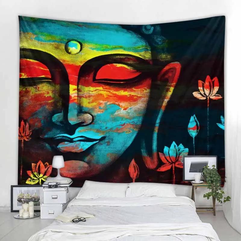 Indian Buddha Art Tapestry Wall Hanging Meditation Mandala Room Wall Decor Boho Home Aesthetics Home Decor Background Fabric