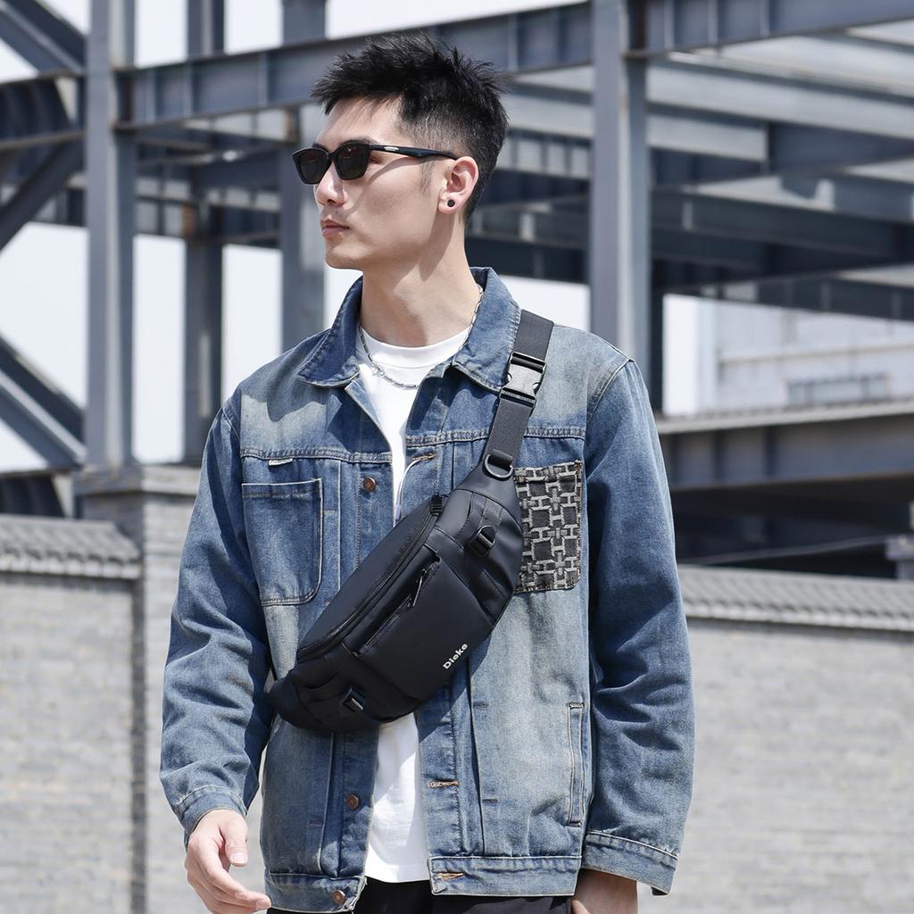 Pánská ledvinka velkokapacitní vícevrstvá sportovní náprsní taška venkovní vodoodpudivá taška přes rameno