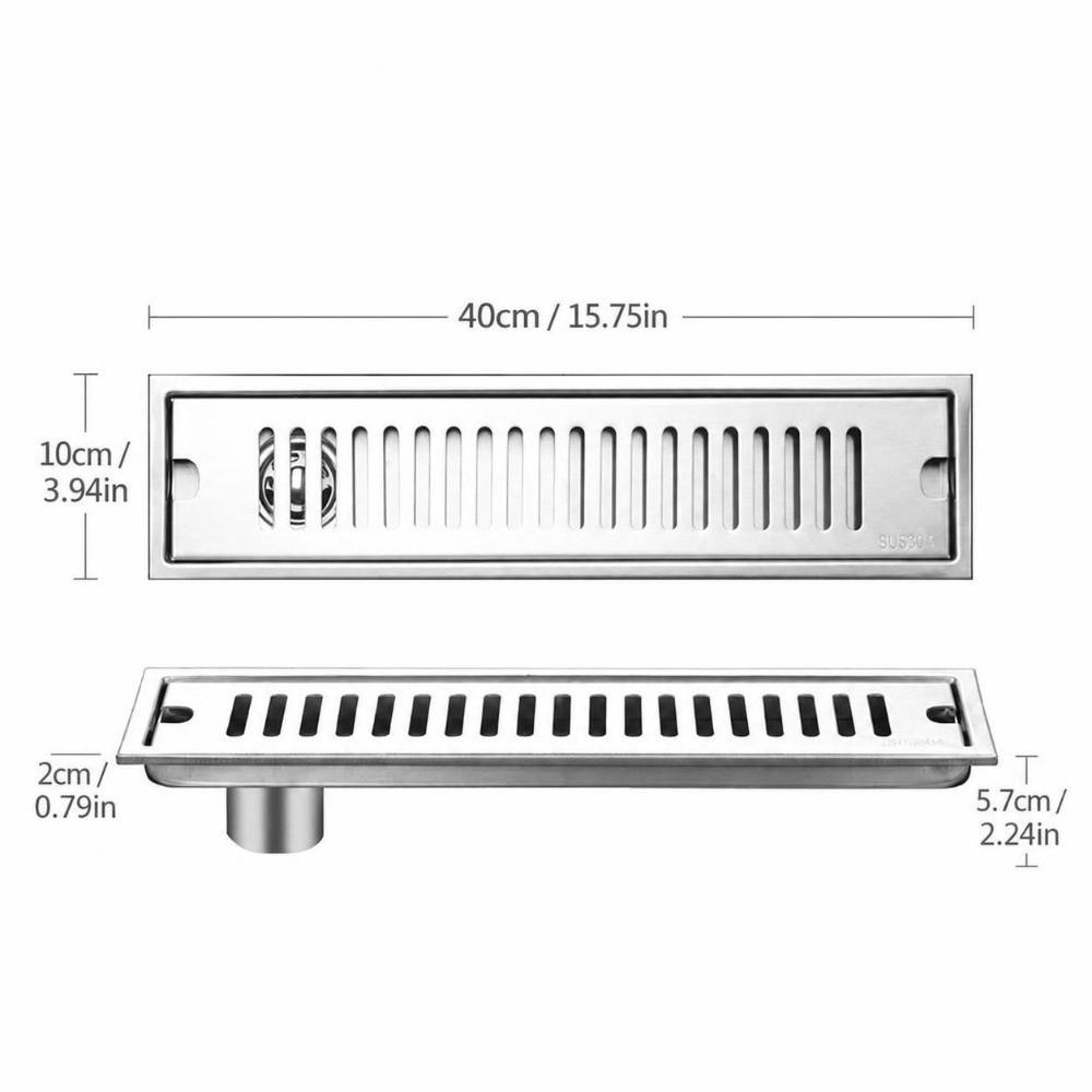 Rectangle Shape Floor Drain SUS304 Stainless Steel Shower Floor Drain Practical Shower Drain  Home