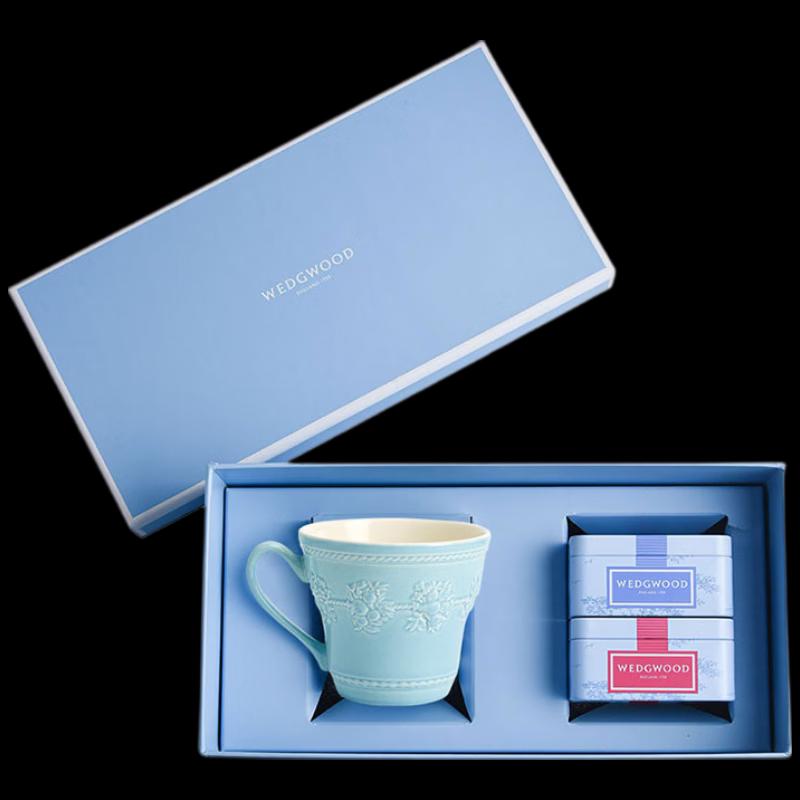 Wedgwood Joyful Holiday Blue Mug & Tea Caddy Set