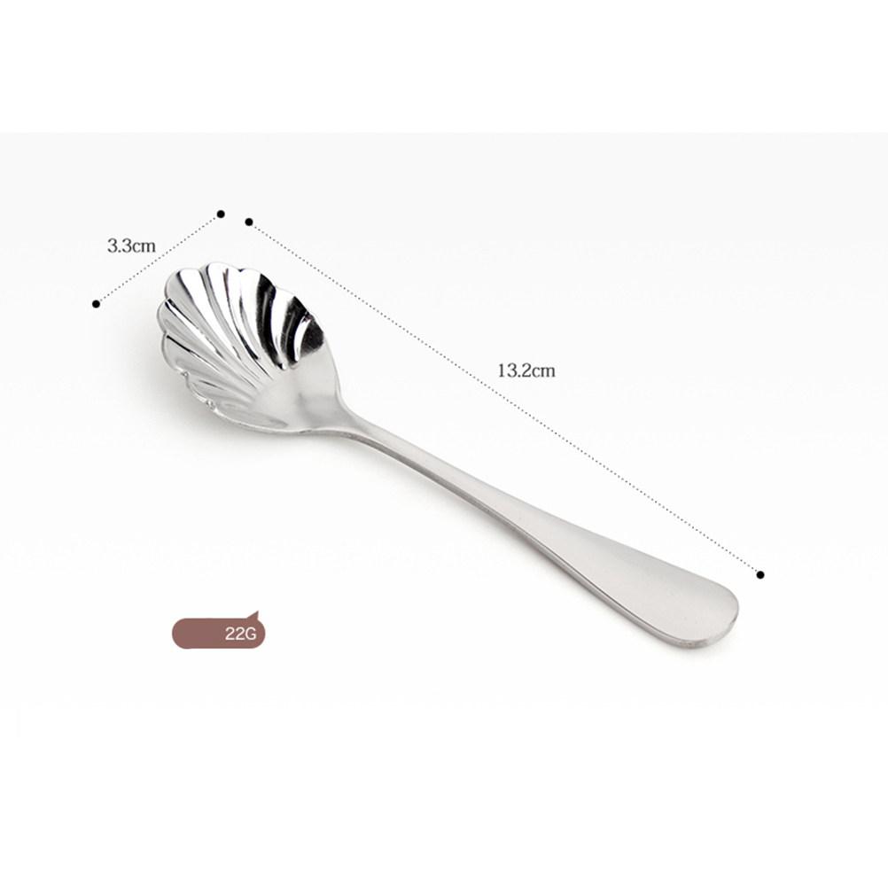 4Pcs Elegant Stainless Steel Shell Spoon Mirror Finish Thickened Handle Easy Grip Dessert Tea Ice Cream Coffee Spoon for Kitchen
