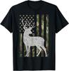 Whitetail Buck Deer Hunting American Camouflage USA Flag T-Shirt