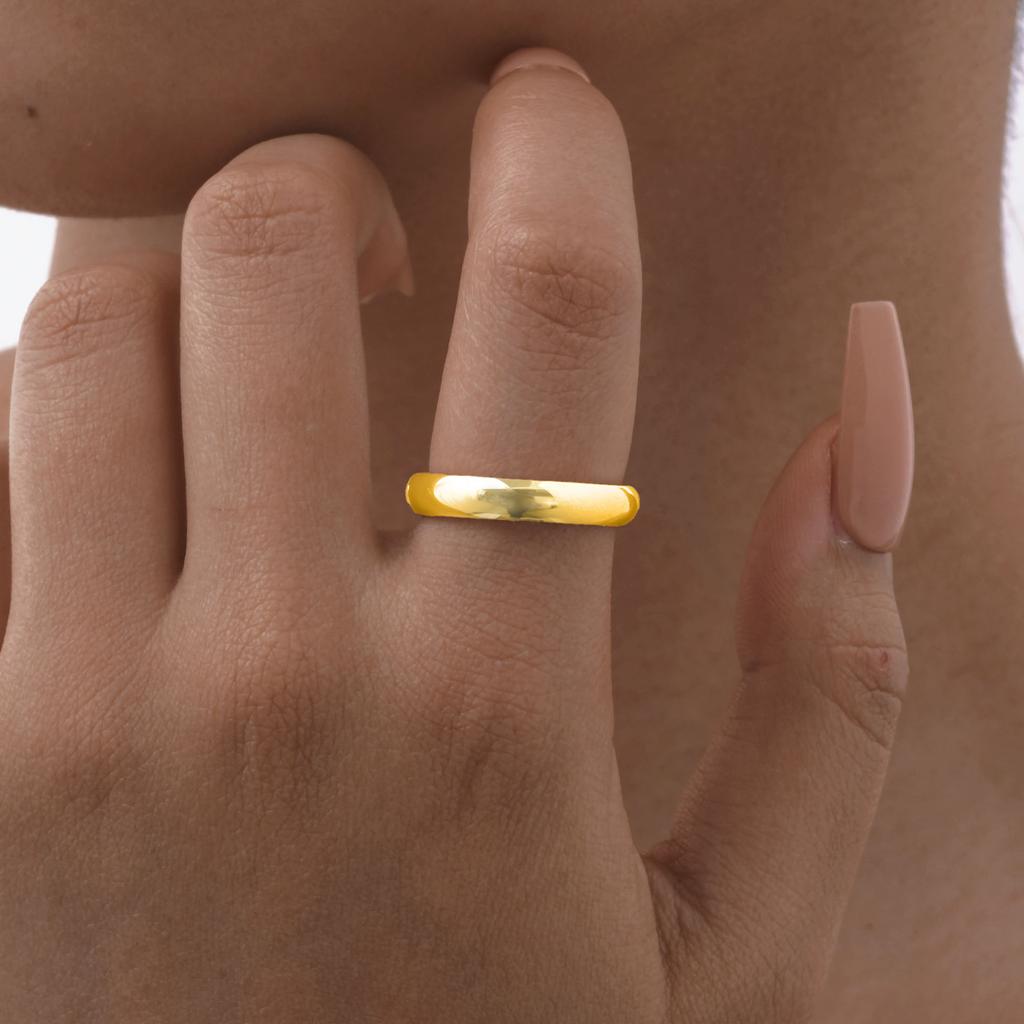 High-quality 14K Gold-plated Rings for Women,Stainless Steel Smooth Wedding Ring,Waterproof Fashion Jewelry Gift