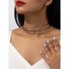 Exaggerated Punk Vintage Open Buckle Alloy Women Choker Clavicle Necklace
