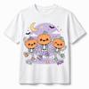 100 Cotton Soft Cute Kawaii Dancing Pumpkin Skeleton Print Wounisex Tshirt For Halloween Party Casual Wear