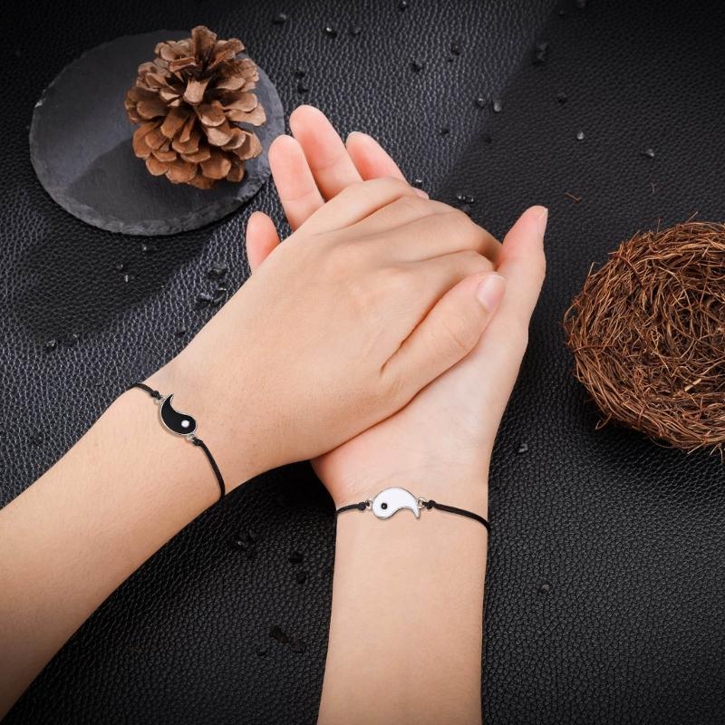 Yin Yang Eight Diagrams Bracelets Set Night Glowing Ethnic Style Hand Jewelry Link Chains for Couples and Friends