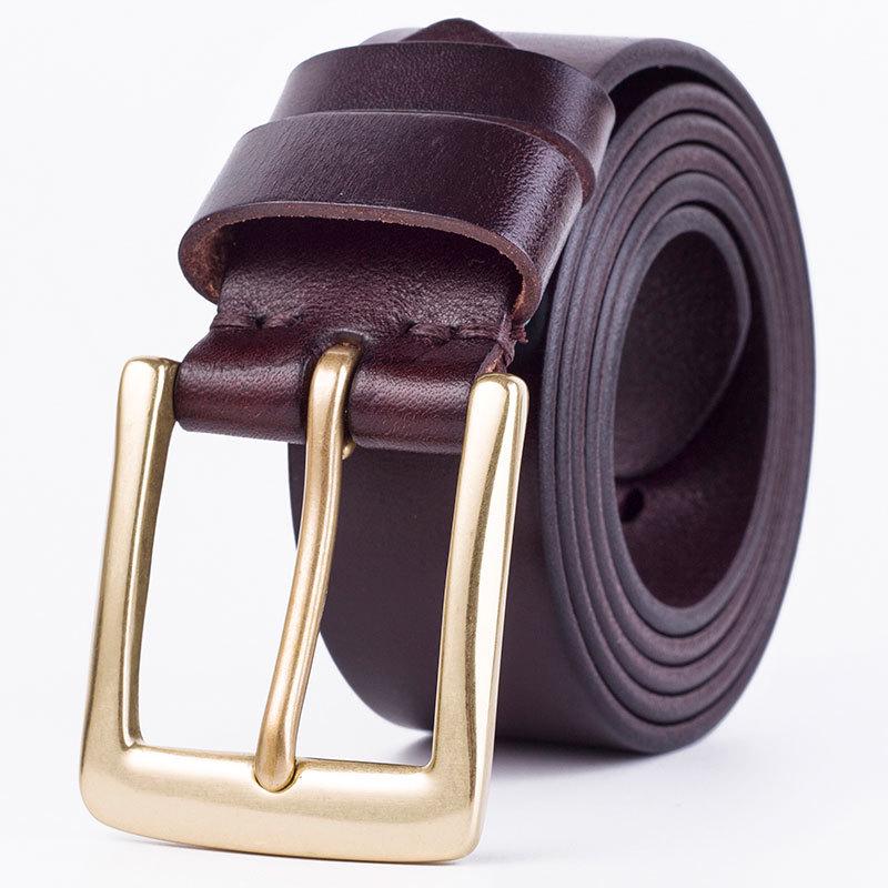 Pure Copper Buckle Belt Men'S Genuine Leather First Layer Tree Paste Pure Cowhide Pin Buckle Belt Belt