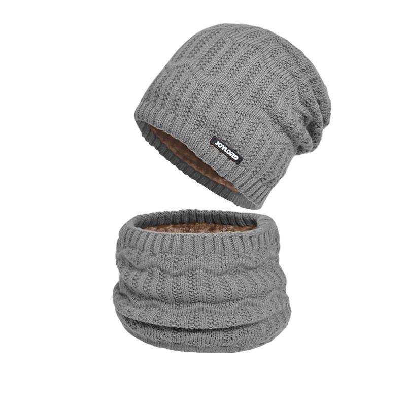 Warm Outdoor Knitted Hat And Scarf Set With Letter Decoration For Season Cold