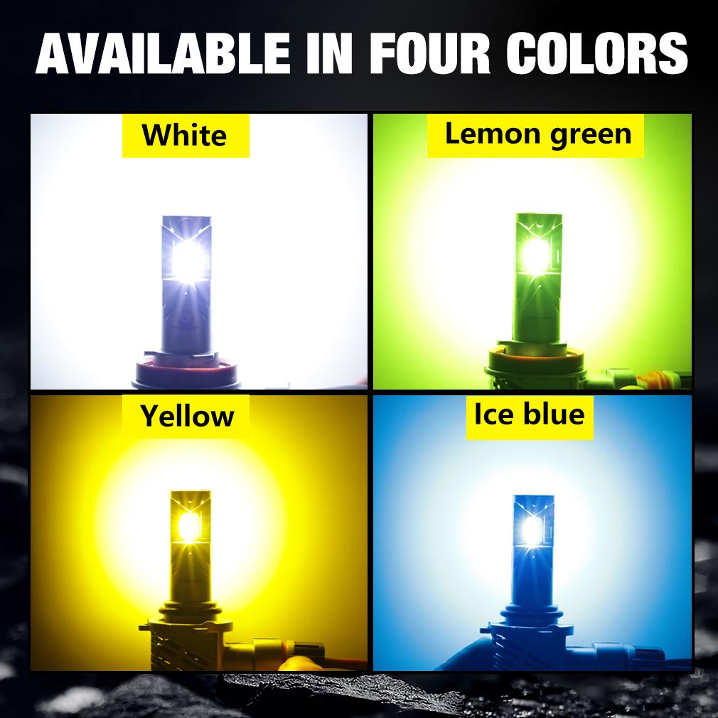 2Pcs Dual Color H11 H8 H9 LED Fog Light Bulbs H16(JP) 9006 HB4 9005 HB3 LED CSP Car DRL Driving Lamp 60W 15000LM Auto Day Running Light