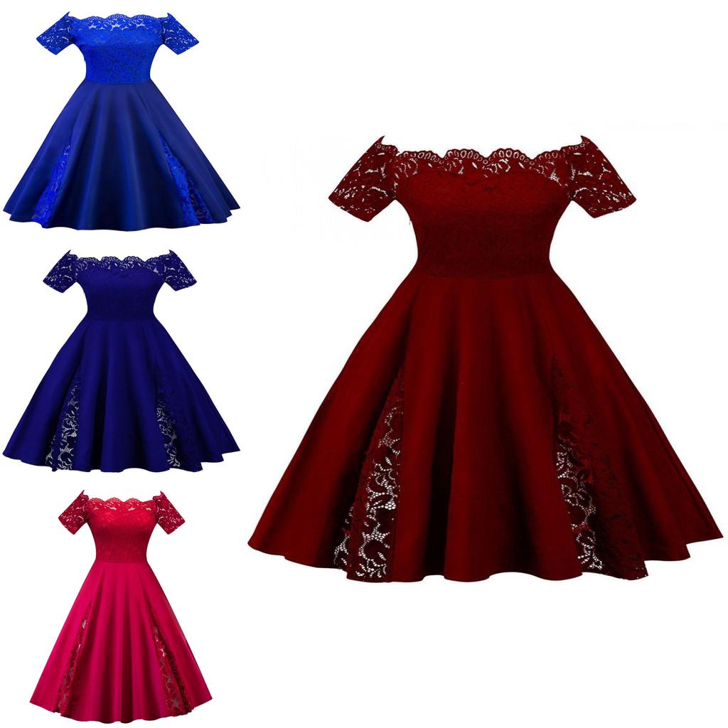 Elegant Plus Size Lace Dress With Off Panel Shoulder Design And High Waist Silhouette For Sophisticated Occasions
