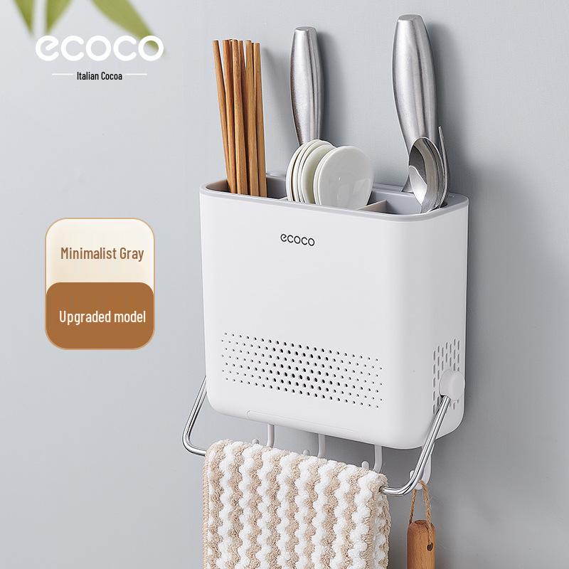 Wall-Mounted Knife & Chopstick Holder: Punch-Free Kitchen Storage Rack