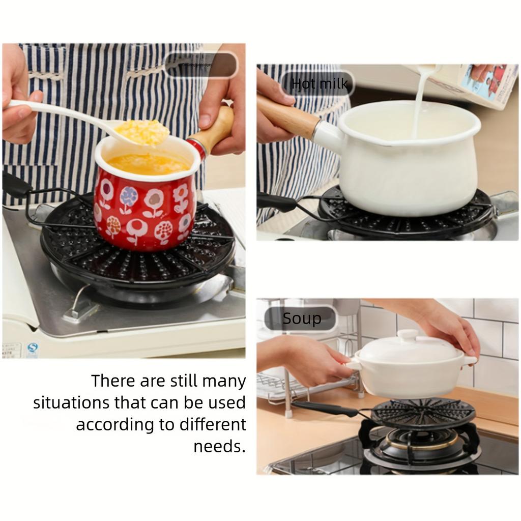 1pc of Black Iron Heat Diffusion Plate for Even Heat Conduction, A Burner Gas Stove Simmering Ring, Glass Stove Converter for Coffee and Milk.