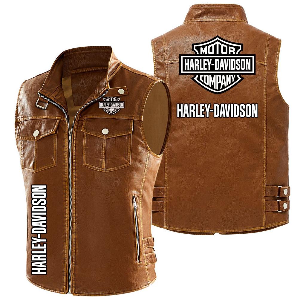 Spring and summer new unvelvet high-end locomotive leather jacket vest motorcycle rider Leha locomotive jacket vest