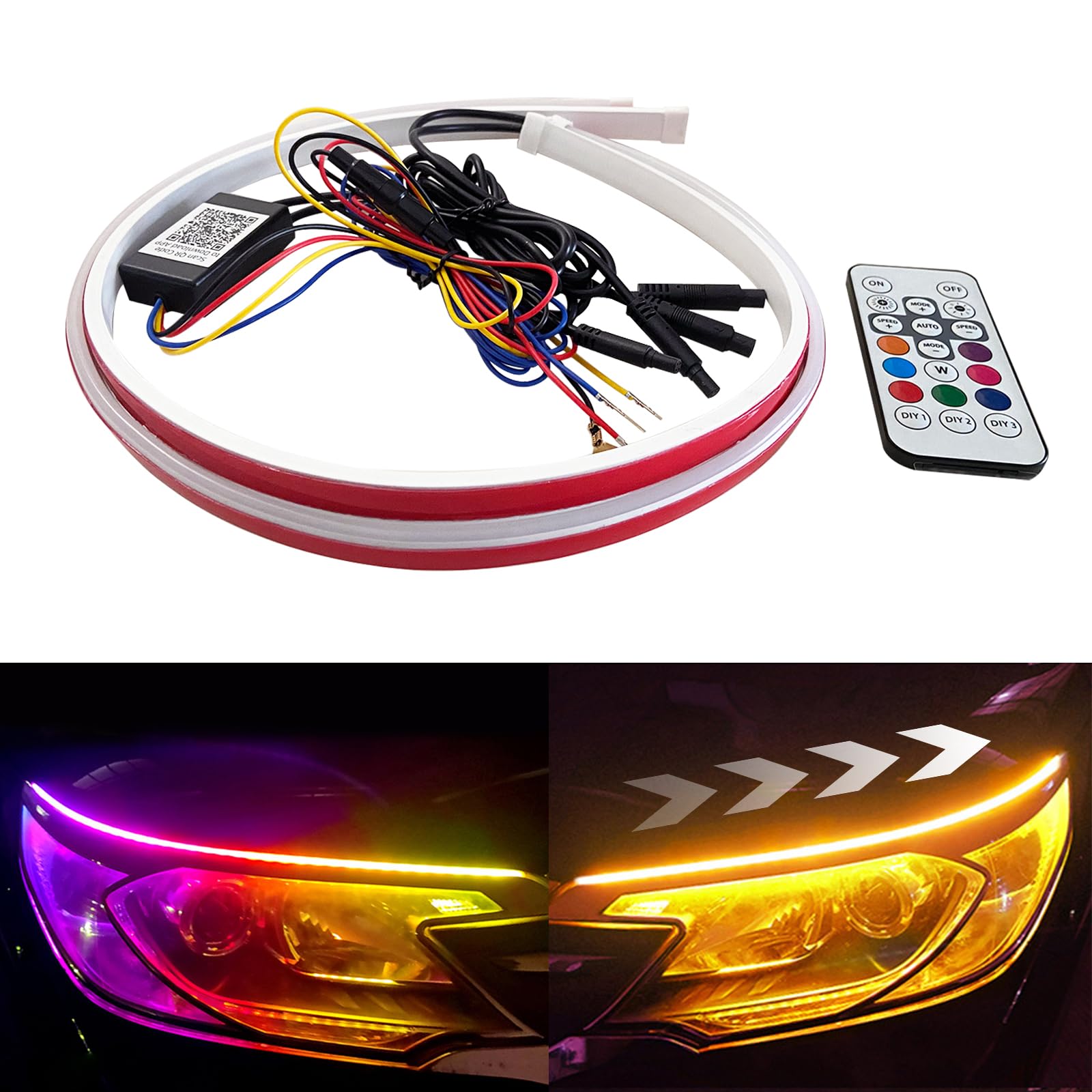 GZRUICA Sequential Turn Signal Flowing Turn Signal Flowing LED Tape 45CM