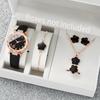6PCS/Set Women's Sweet Wind Watch Set Fashion Flower Series Leather Quartz Watch Bracelet Set