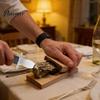 Non Slip Shellfish Shucker Oyster Cutter with Clamp, Stainless Steel Blade And Ergonomic Kitchen Tool for Hard Shells Wood Base Design, Non-slip