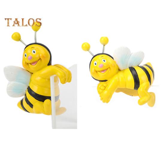 

2 шт., украшение для кашпо в виде пчелы, подвесная скульптура пчелы, мультяшная фигурка пчелы из смолы для горшечных растений, декор для края цветочного горшка 2pcs