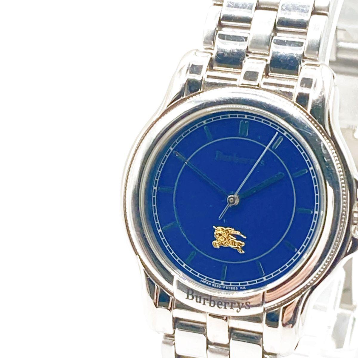 Used 392 Burberrys Men s Women s Watch Quartz Battery Replaced Blue Dial