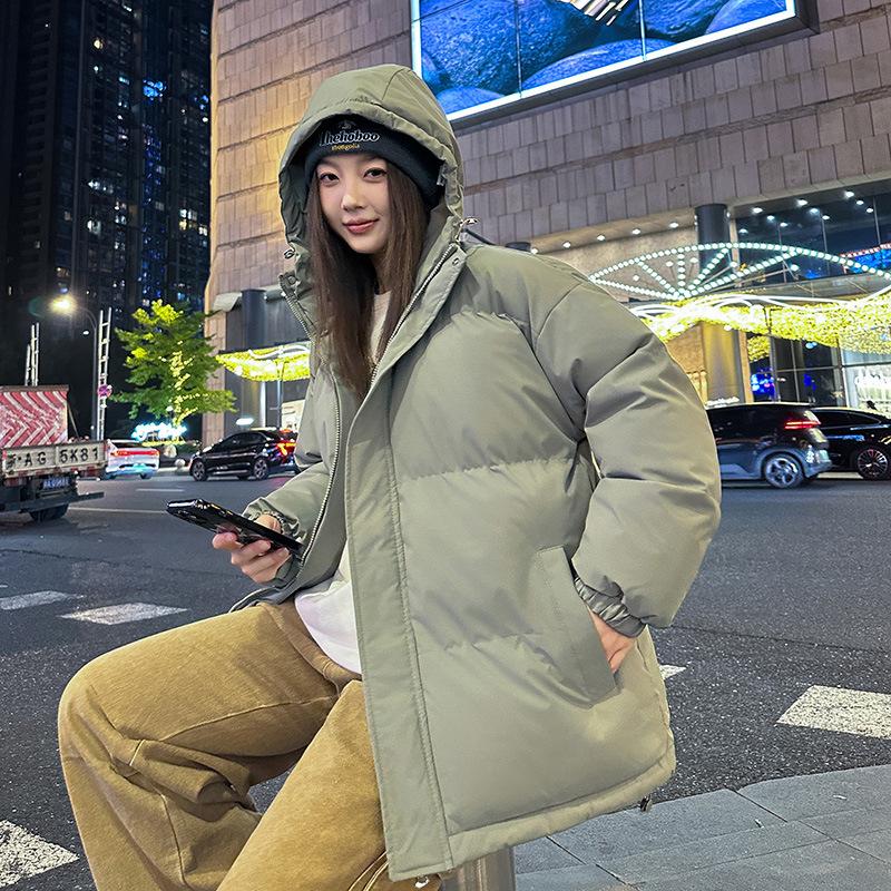 Loose solid color cotton-padded jacket women's autumn and winter Korean version trend loose and thickened men's casual couple cotton clothes