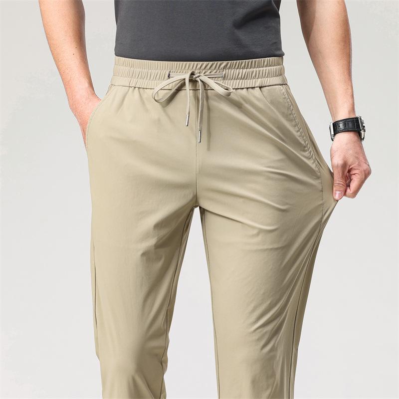 

Men s Summer Elastic Waisted Casual Pants, Solid Color and Simple Commuting Straight Leg Pants 4XL хакі