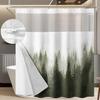 ORTIGIA Misty Forest Shower Curtain with Liner for Bathroom, Dark Green Double Layer Nature Shower Curtain Set with See Through Top Window, Luxury