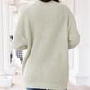 Women's V-neck Solid Color Knitted Cardigan Loose Single-breasted Sweater for Spring and Autumn