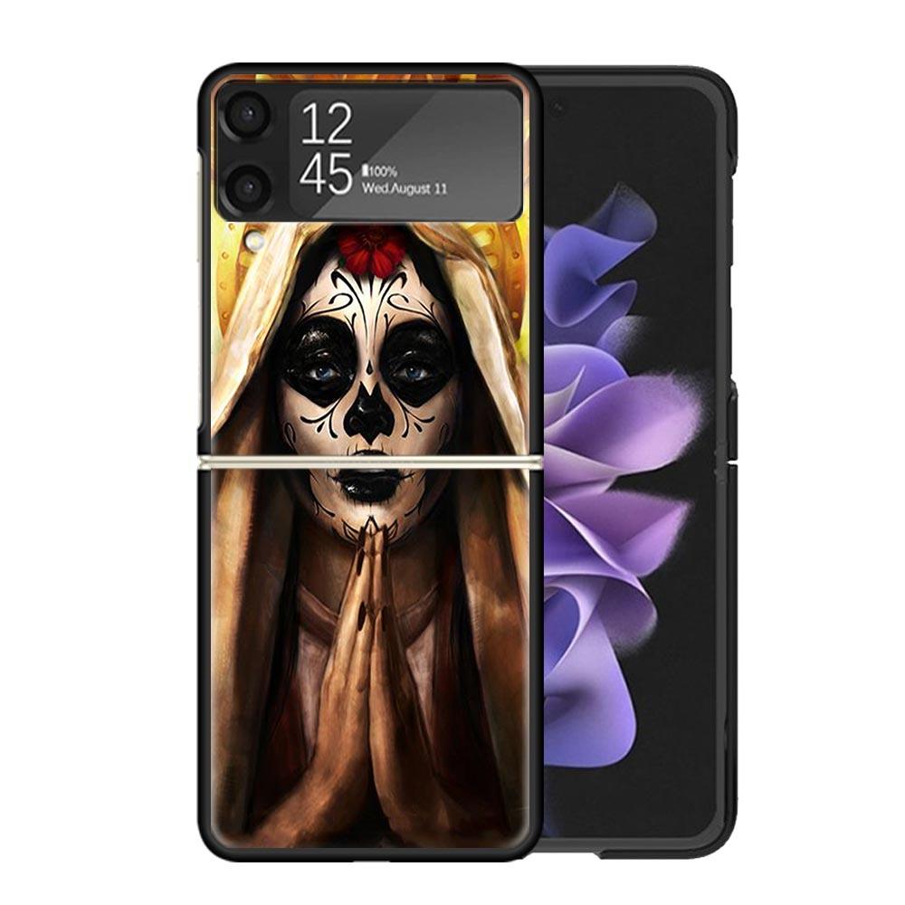 Catrina Mooie Roos Meisje Schedel Hoesjes Voor Samsung Galaxy Z Flip 4 5 6 7 3 Z Flip7 Flip6 Flip4 Flip5 Flip3 5G Hard Schokbestendig F