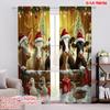 2pcs 2D Flat Printing Merry Christmas Window Drapes Merry Christmas Farm Cute Animals 100% Polyester Without Electricity Party
